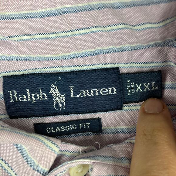 Ralph Lauren Dress Shirt Mens XXL Pink Striped Long Sleeve Button-Down Classic - Picture 3 of 8